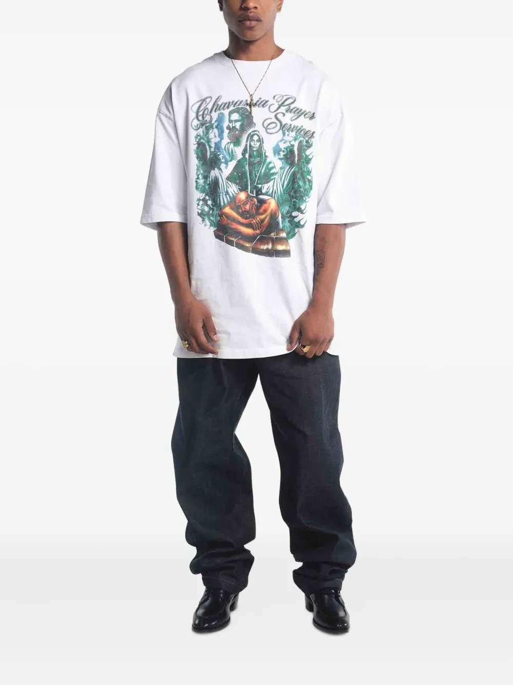 Willy Chavarria Chavarria Prayer Services Northsider Tee In White