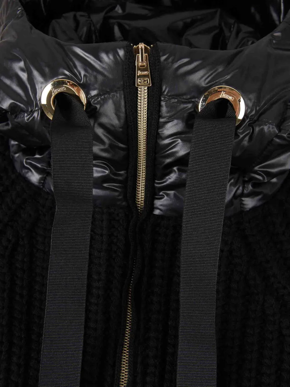 Herno Geribbeld vest met capuchon Zwart
