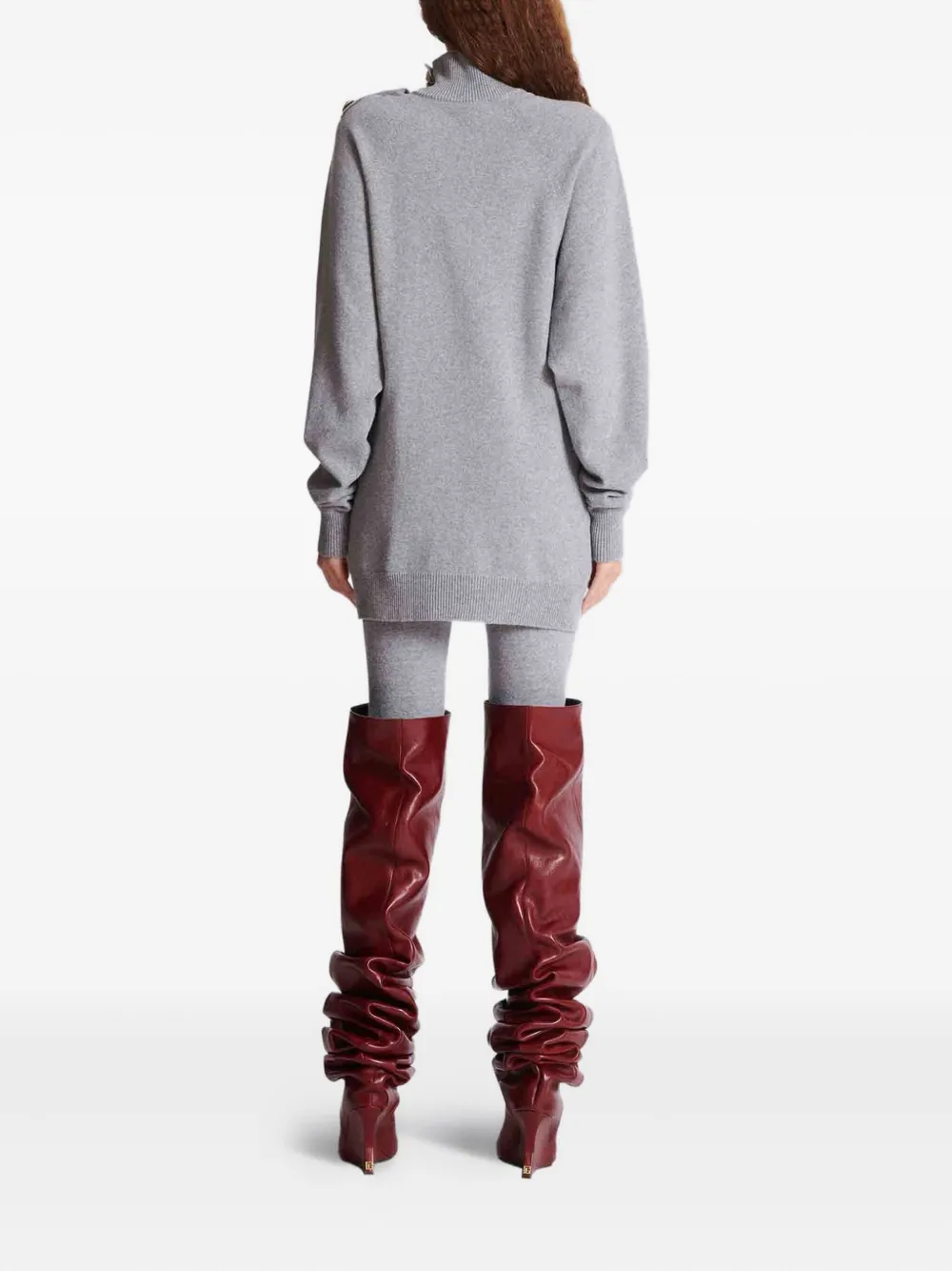 Balmain Knitted Mini Dress In Gray