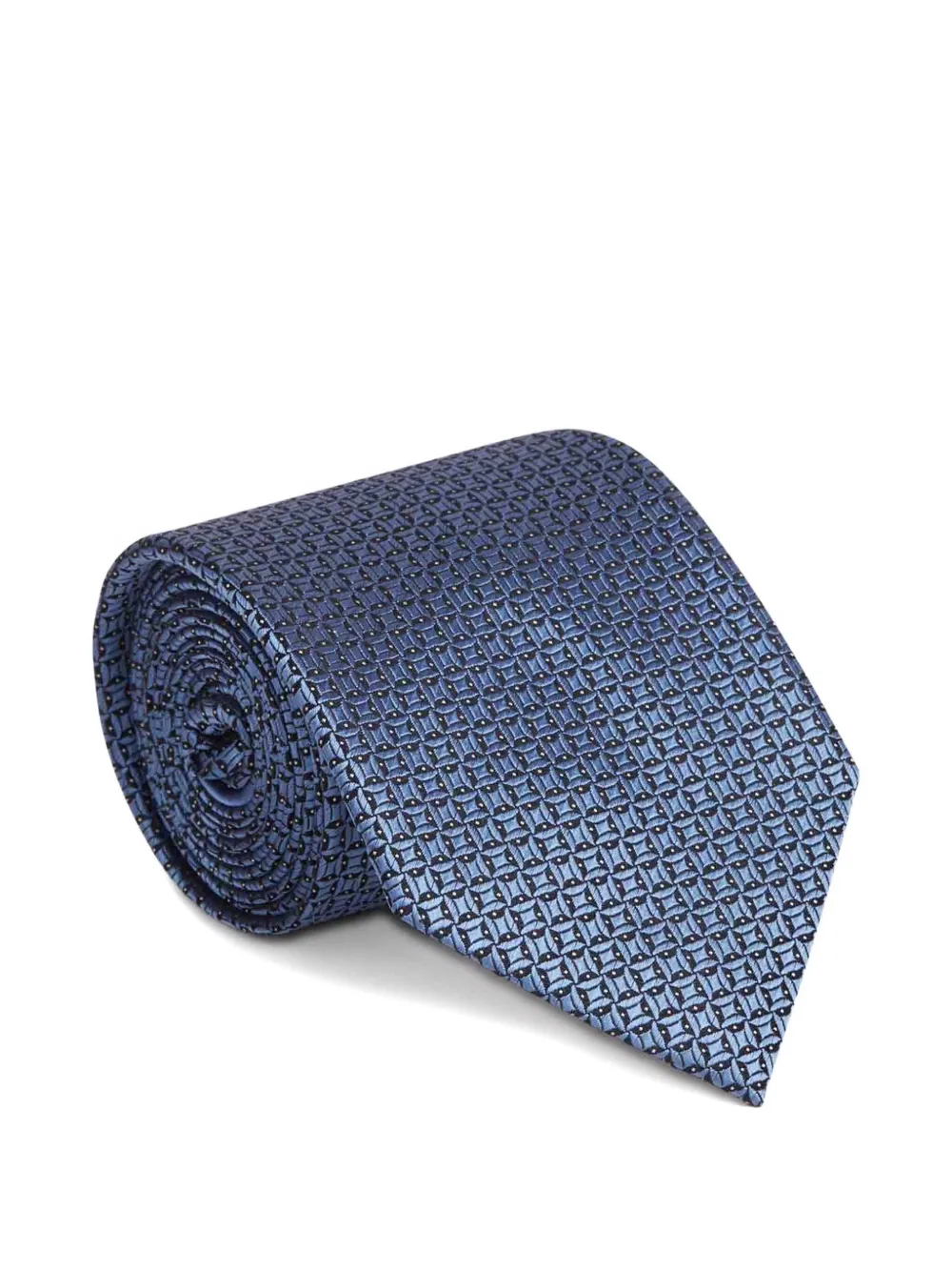 Zegna geometric-pattern silk tie - Blauw