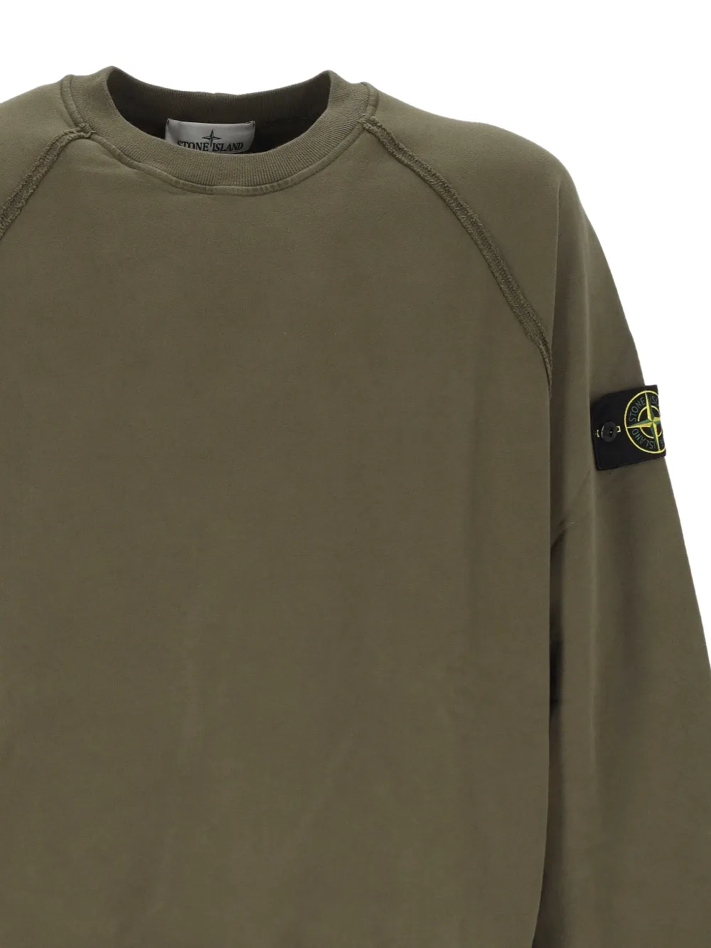 Stone Island Raglan-sleeve Patch-logo Sweatshirt In Green