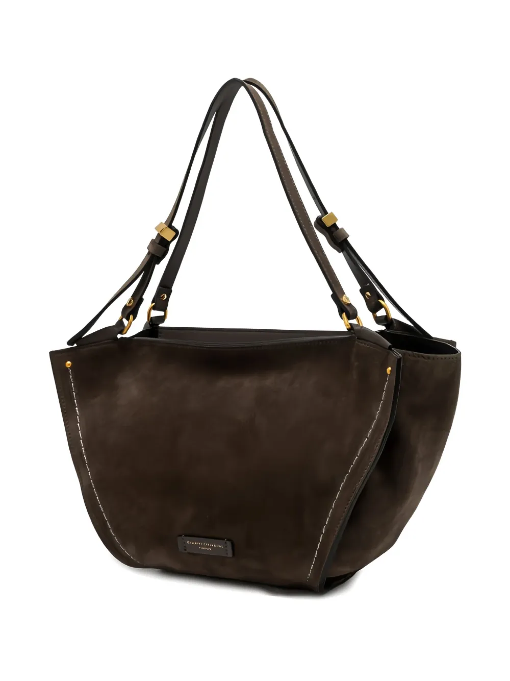 GIANNI CHIARINI Leren schoudertas met gestikt detail Bruin