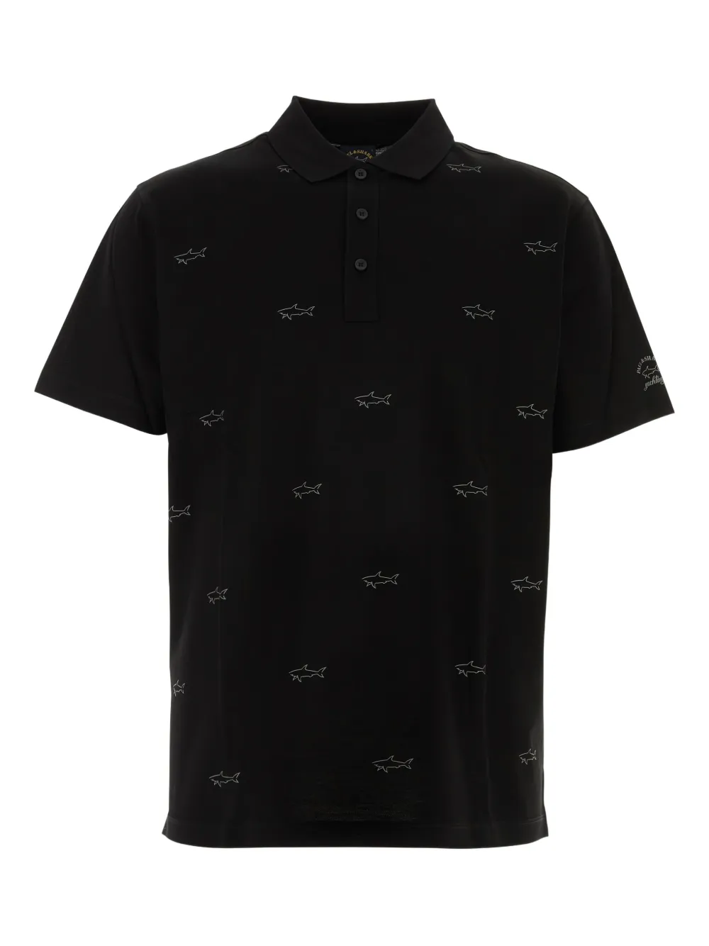 Paul & Shark shark-print polo shirt | Black | Image 1