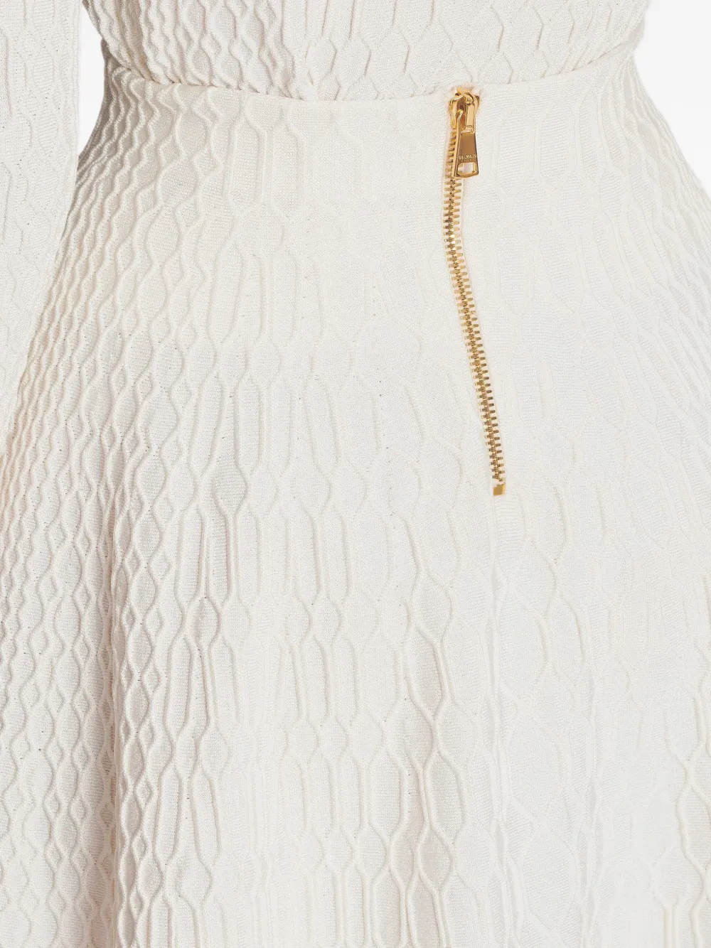 Balmain Flared rok met krokodillen-reliëf Beige