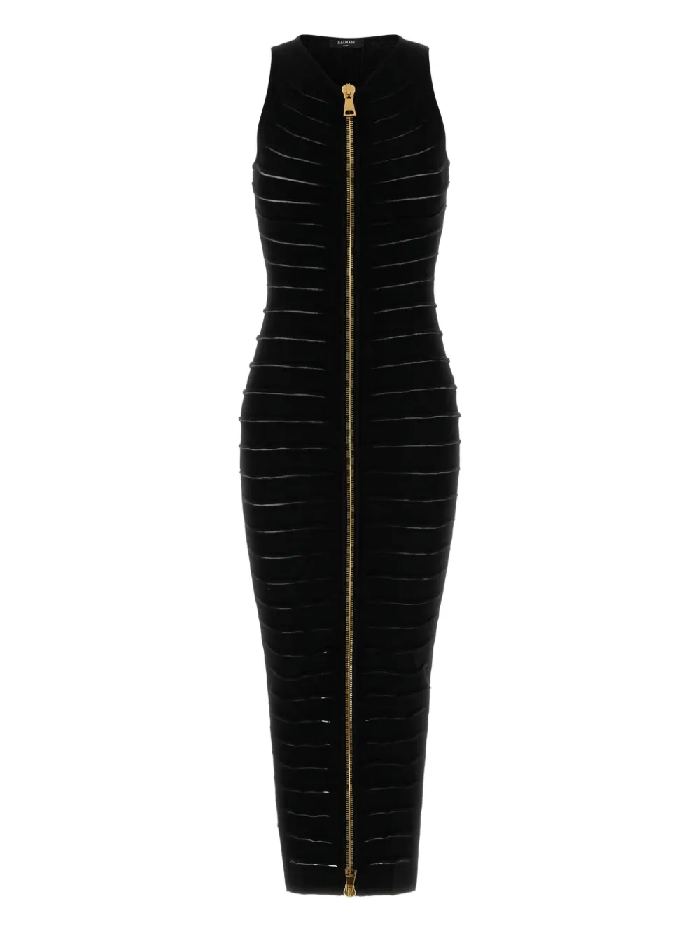Balmain Knit Zip Dress In Black