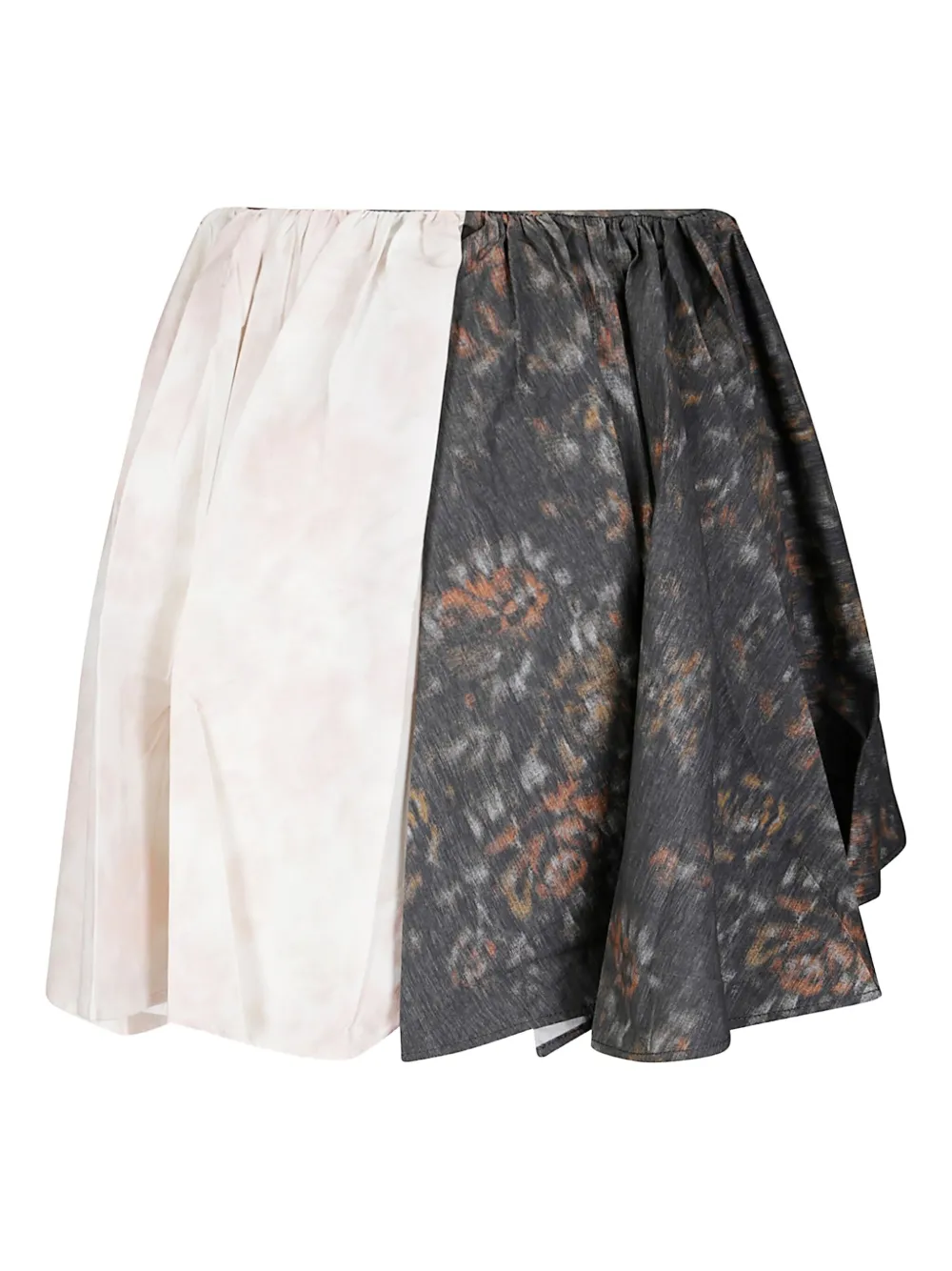 Ganni Printed Stretch Cotton Draped Mini Skirt In Multi