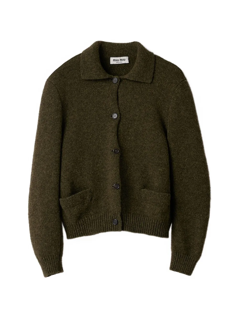 Miu Miu collared pocket cardigan - Verde