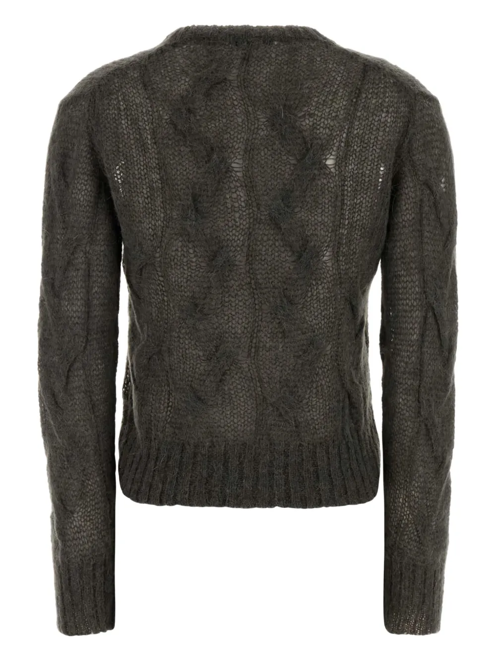 Gimaguas Cropped Cable Knit Long Sleeve Sweater In Gray