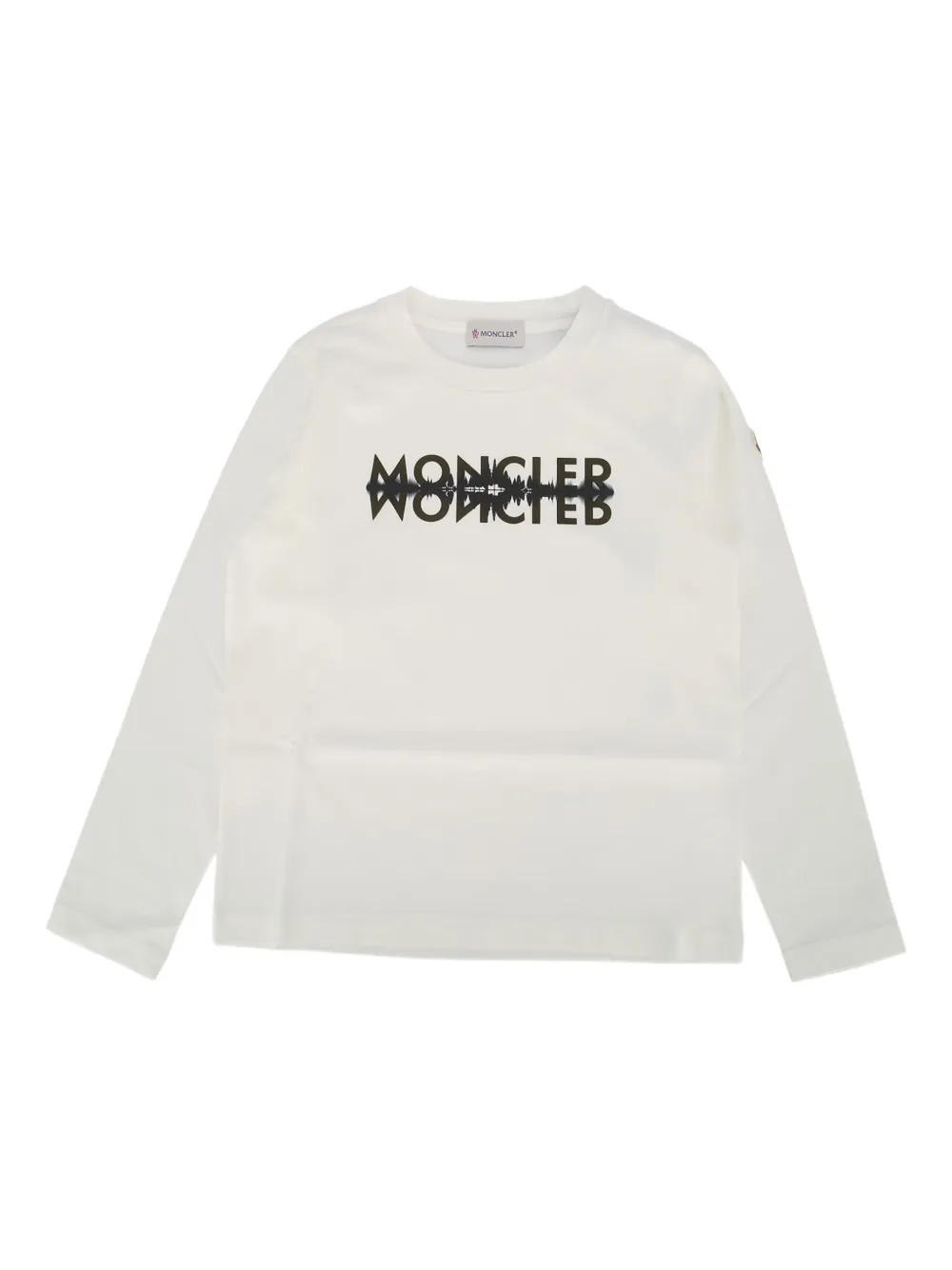 Moncler Enfant Katoenen T-shirt met logopatroon en lange mouwen Wit