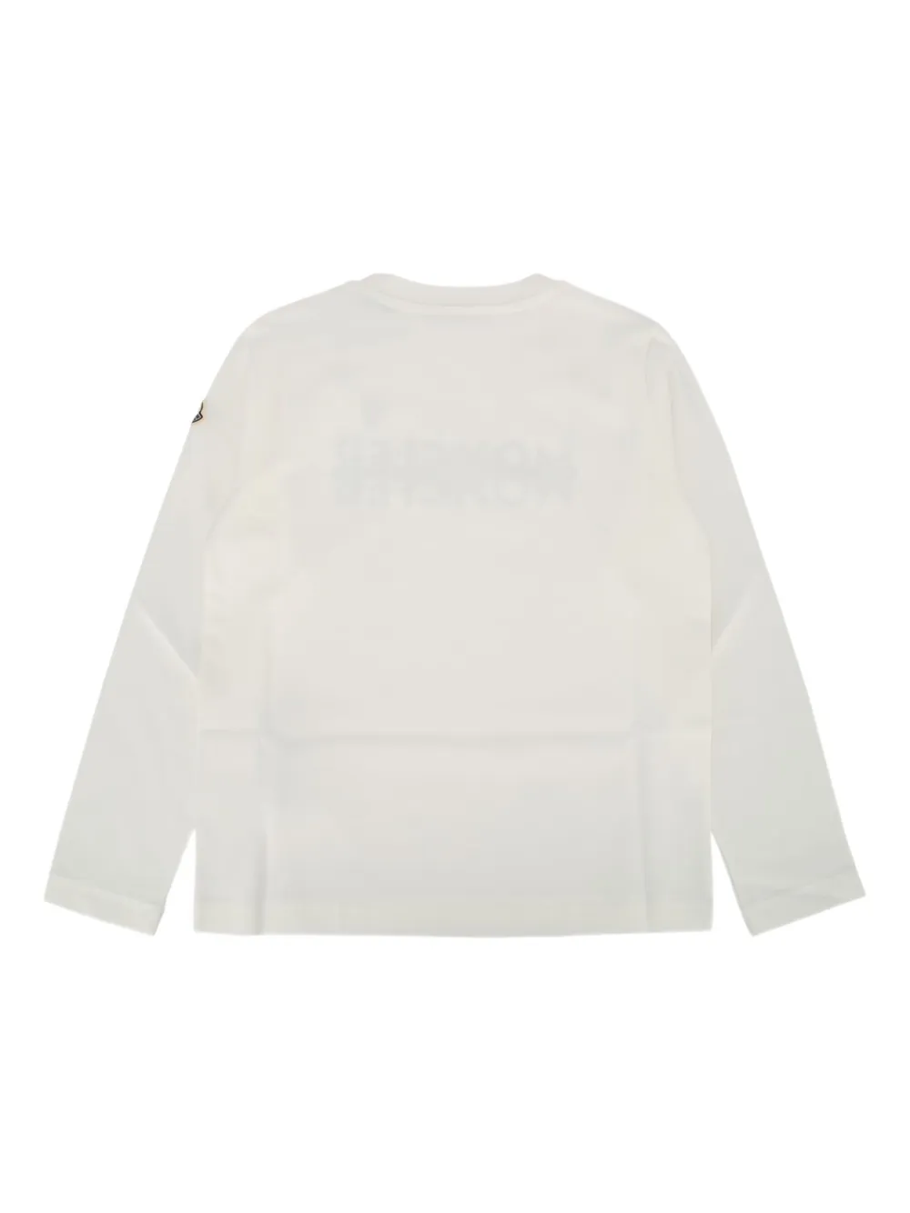 Moncler Enfant Katoenen T-shirt met logopatroon en lange mouwen Wit