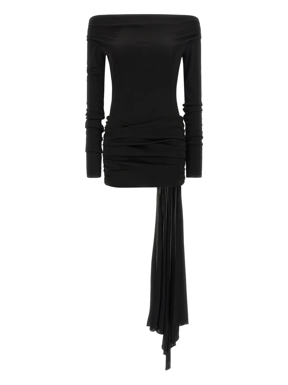 The Andamane Wendell Off-the-shoulder Draped Mini Dress In Black