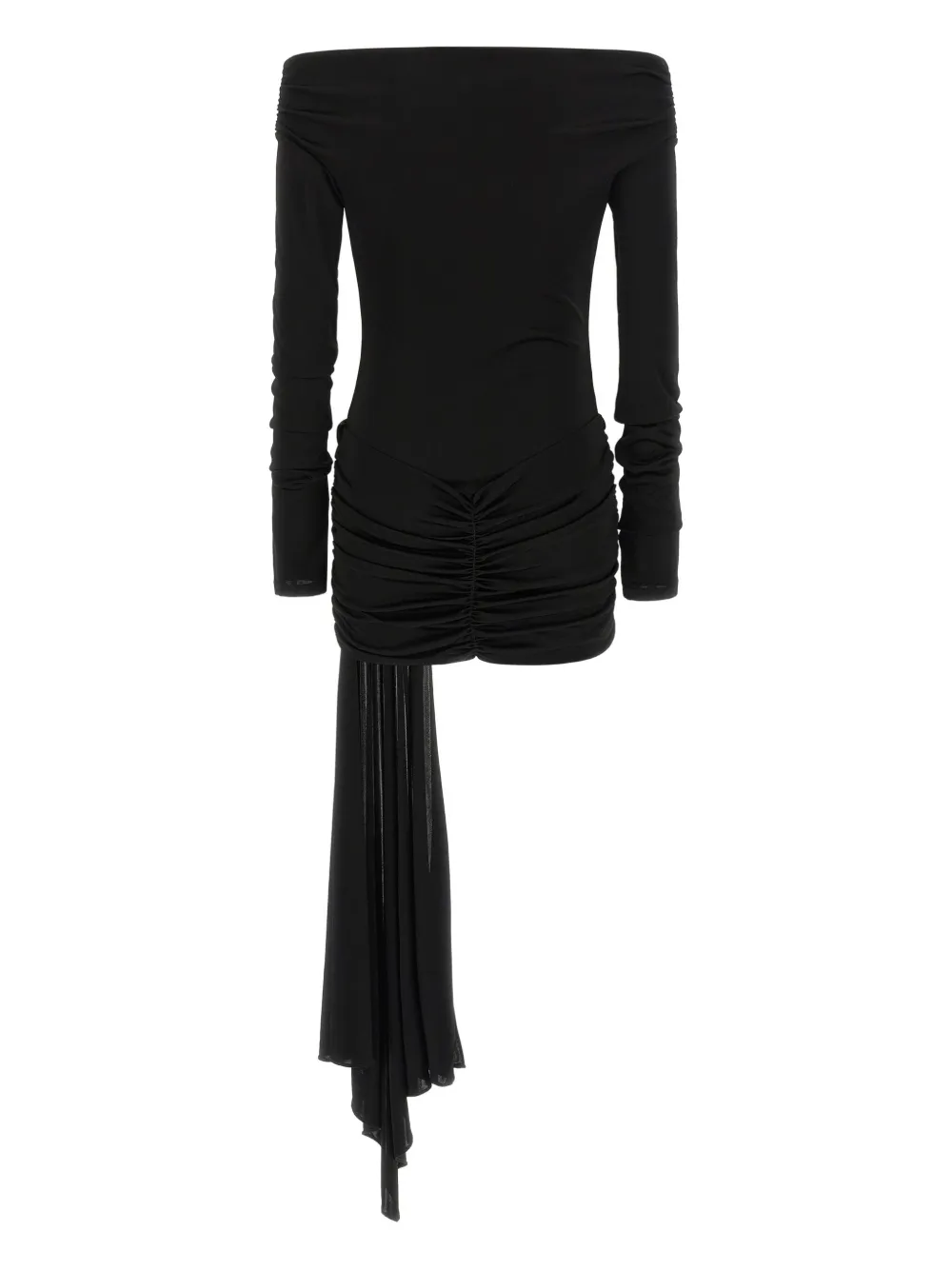 THE ANDAMANE Wendell off-the-shoulder draped mini dress - Zwart