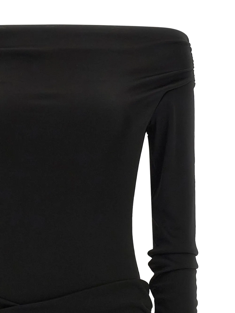 The Andamane Wendell Off-the-shoulder Draped Mini Dress In Black