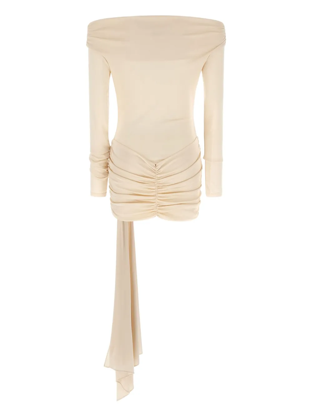THE ANDAMANE Wendell off-the-shoulder ruffled mini dress - Beige
