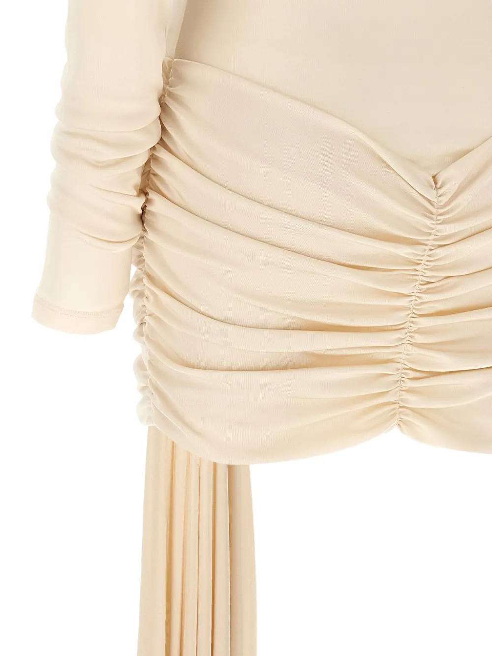 THE ANDAMANE Wendell off-shoulder mini-jurk met ruches Beige