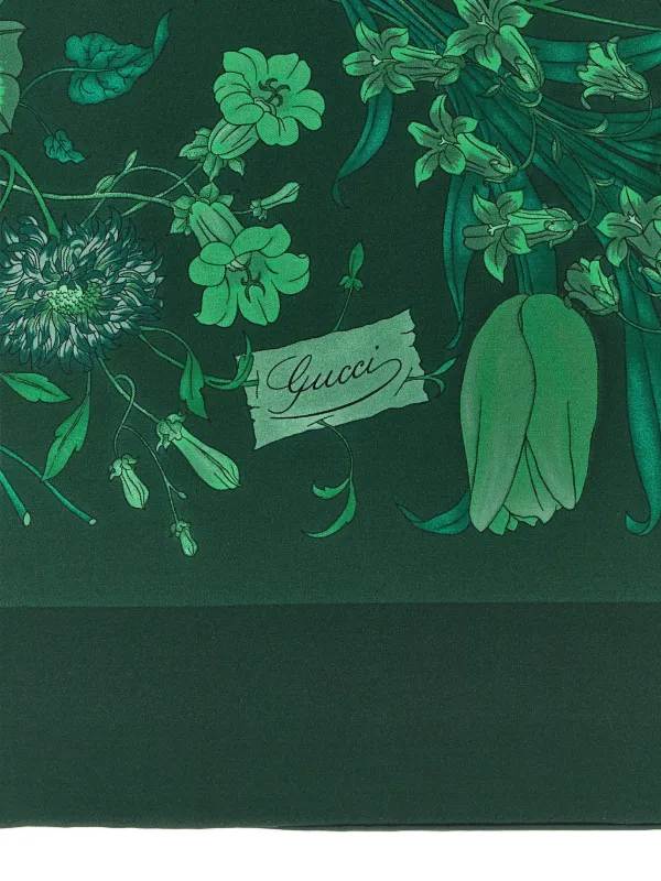 Gucci Flora Carriage Silk Scarf Green FARFETCH IL