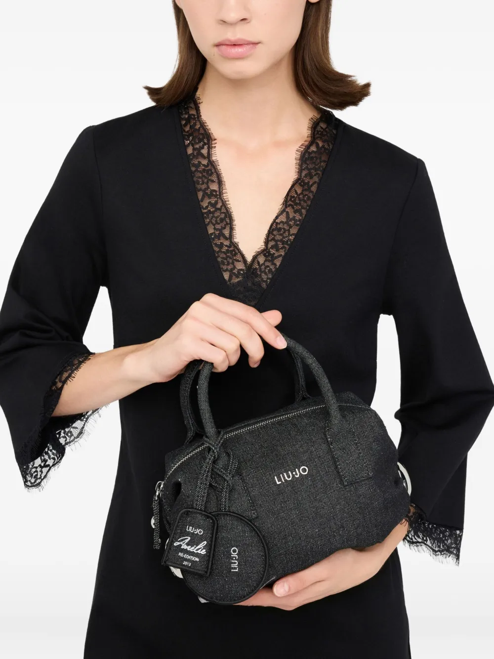 Liu •jo Small Charm Tote Bag In Black