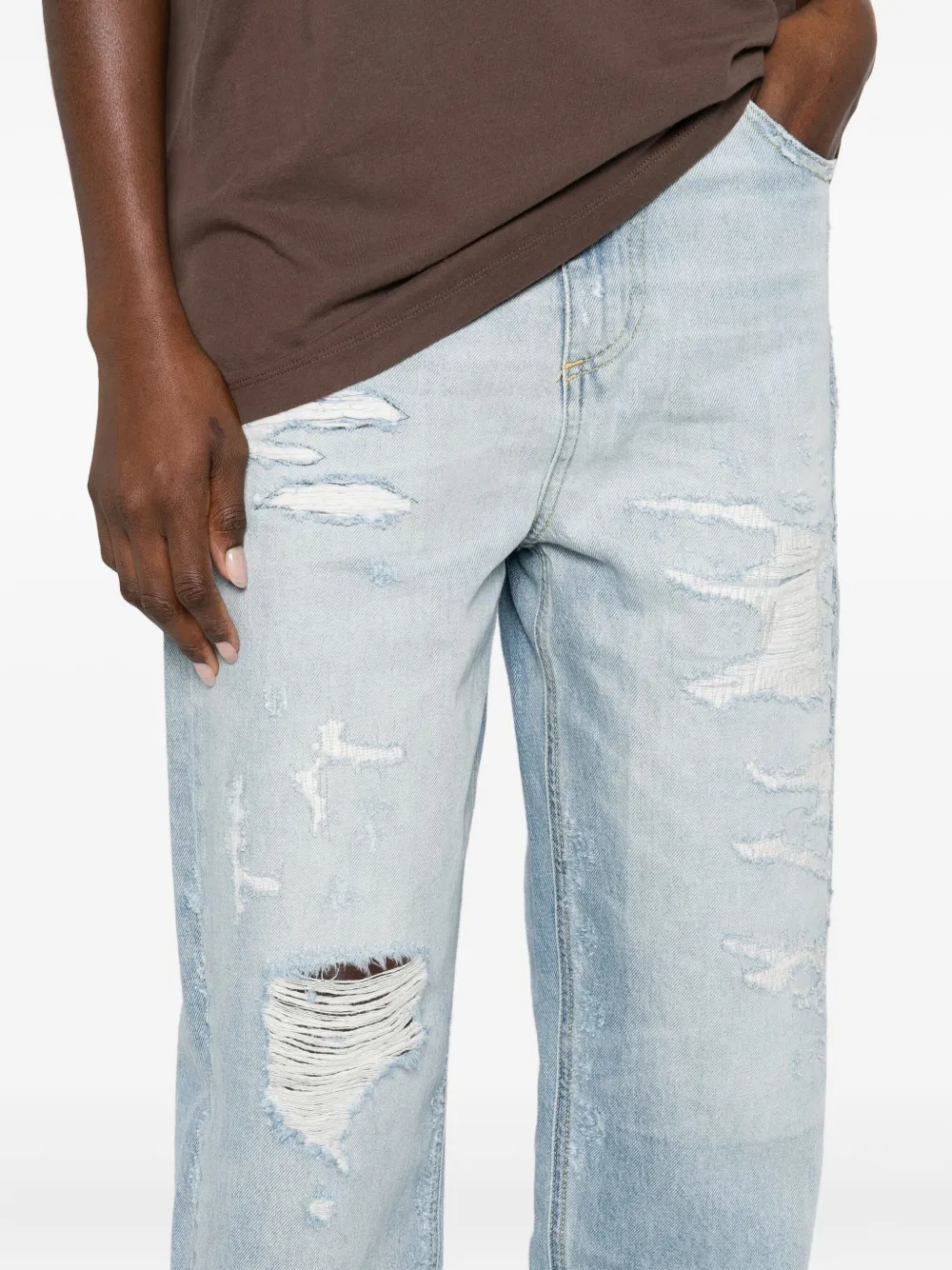 Halfboy Ripped-detail Frayed Jeans In Blue