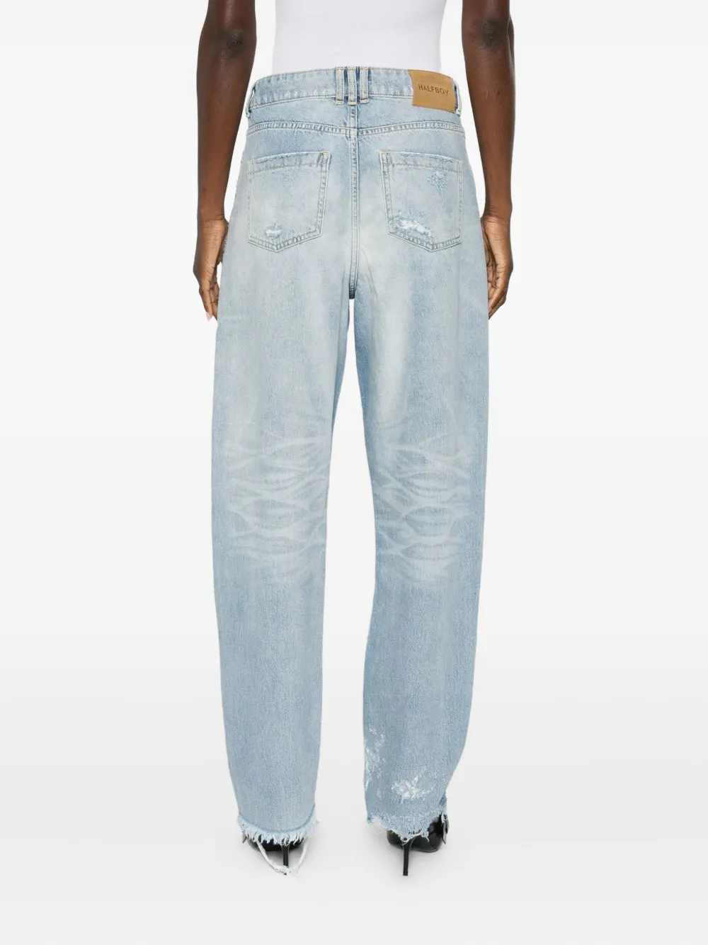 Halfboy Ripped-detail Frayed Jeans In Blue