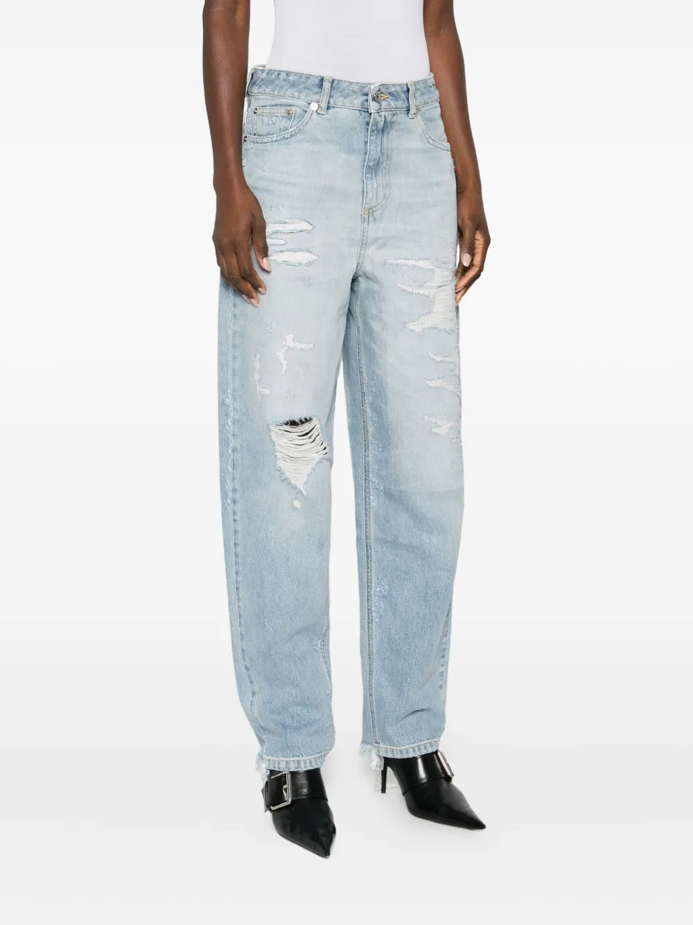 Halfboy Ripped-detail Frayed Jeans In Blue