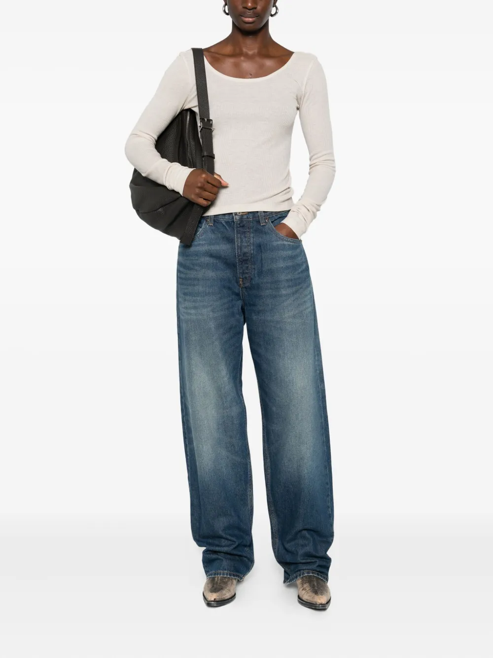 Halfboy Long-sleeve Cotton Top In Neutral