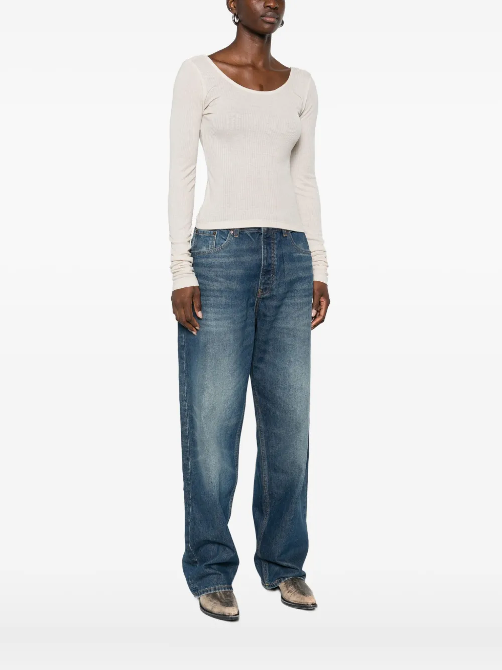 Halfboy Long-sleeve Cotton Top In Neutral