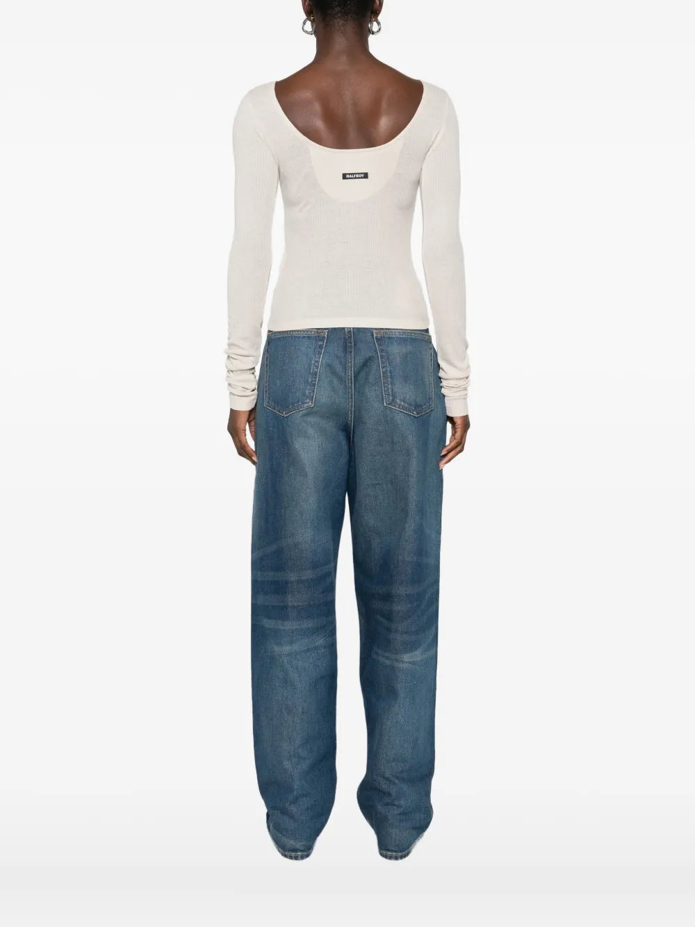 Halfboy Long-sleeve Cotton Top In Neutral