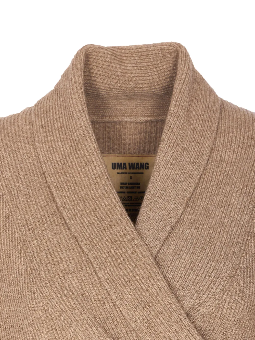 Uma Wang Wrap Cardigan With Belted Waist And Bow In Neutral