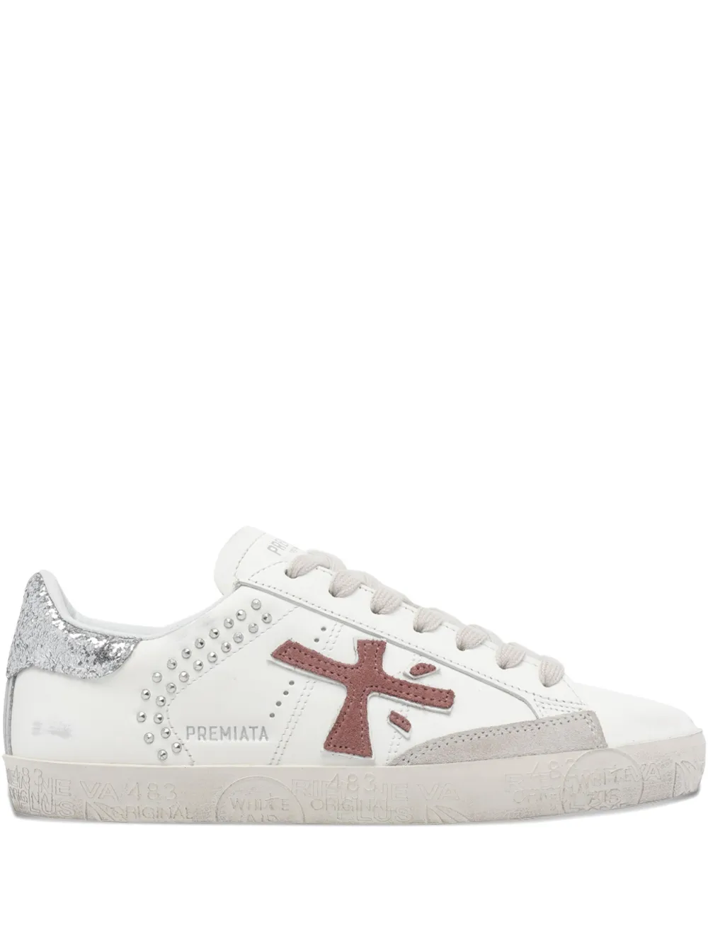 Premiata Stevend 7607 logo studded trainers | White | Image 1