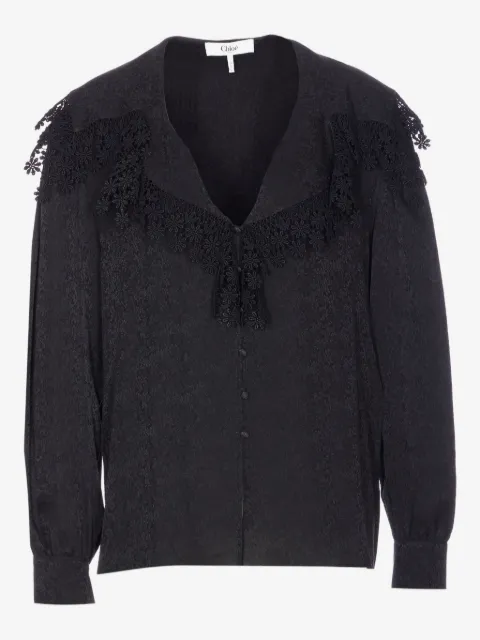 Chloé lace-trim long-sleeve blouse