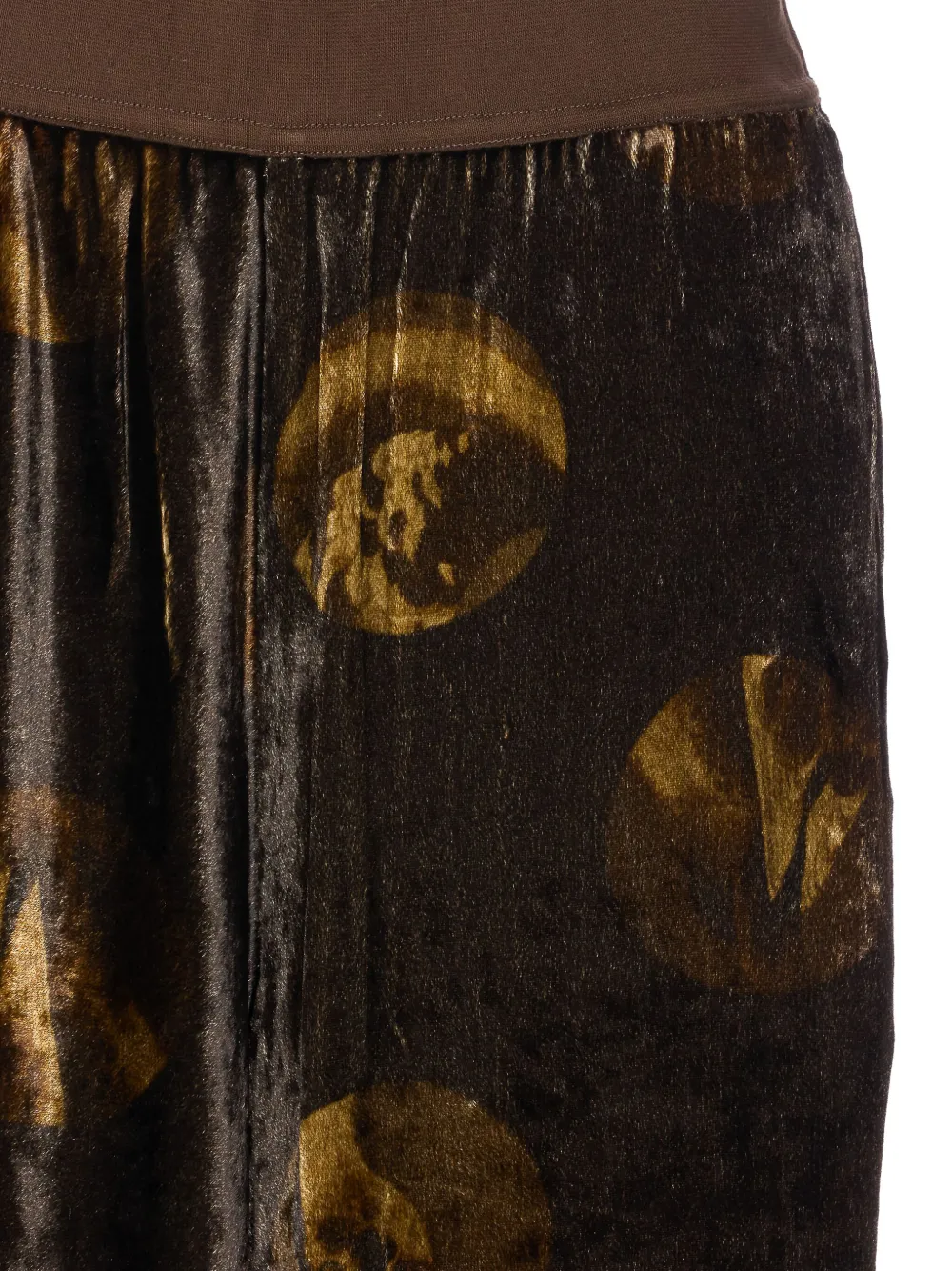 Uma Wang Wide Leg Velvet Trousers With Abstract Print In Brown