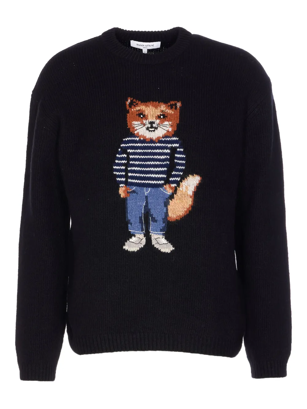 Maison Kitsuné エンブロイダリー セーター - ブラック Maison Kitsuné エンブロイダリー セーター - ブラック