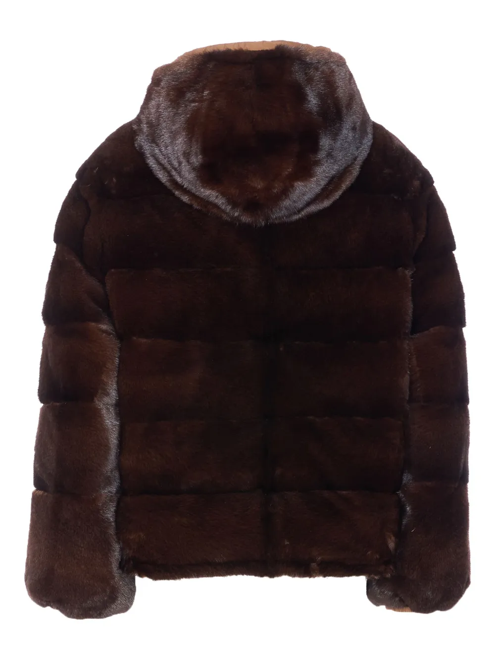Yves Salomon Hooded Quilted Jacket Fur Detail In Brown