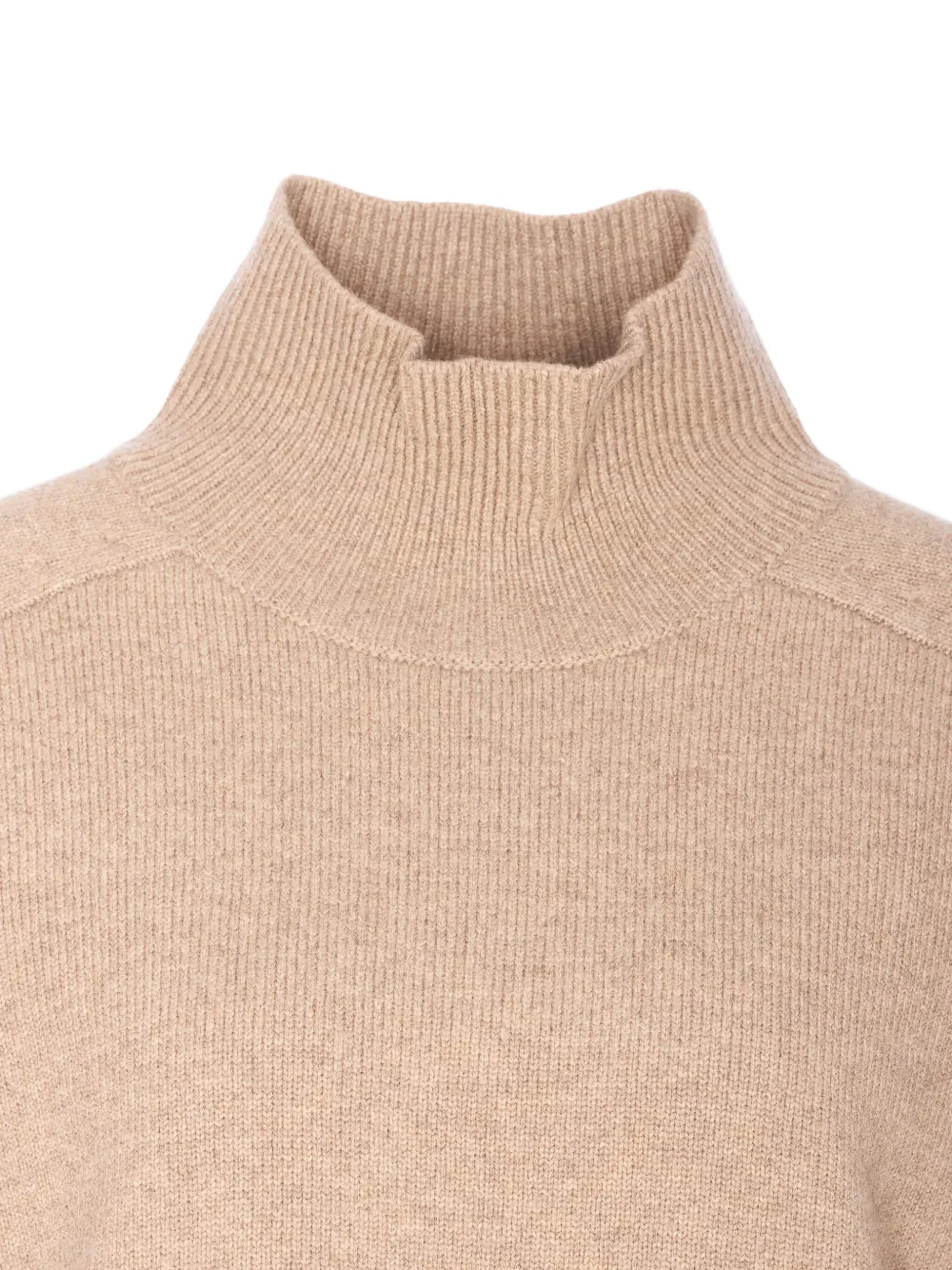 Tory Burch Sweater met hoge hals en geborduurd logo Beige