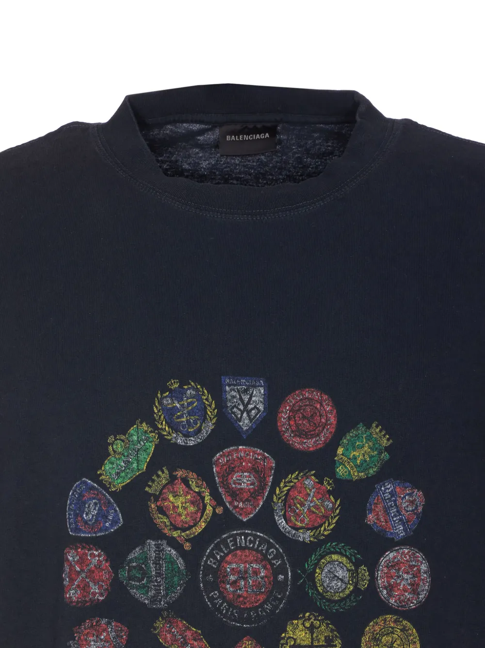 Balenciaga T-shirt met print en ronde hals Zwart