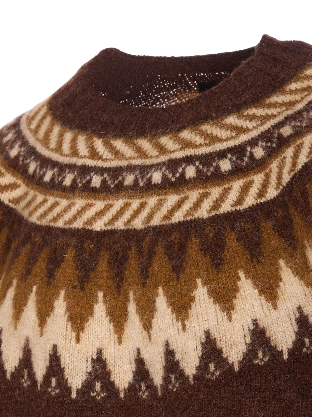 Howlin' Geometric Pattern Crewneck Sweater Long Sleeves In Brown