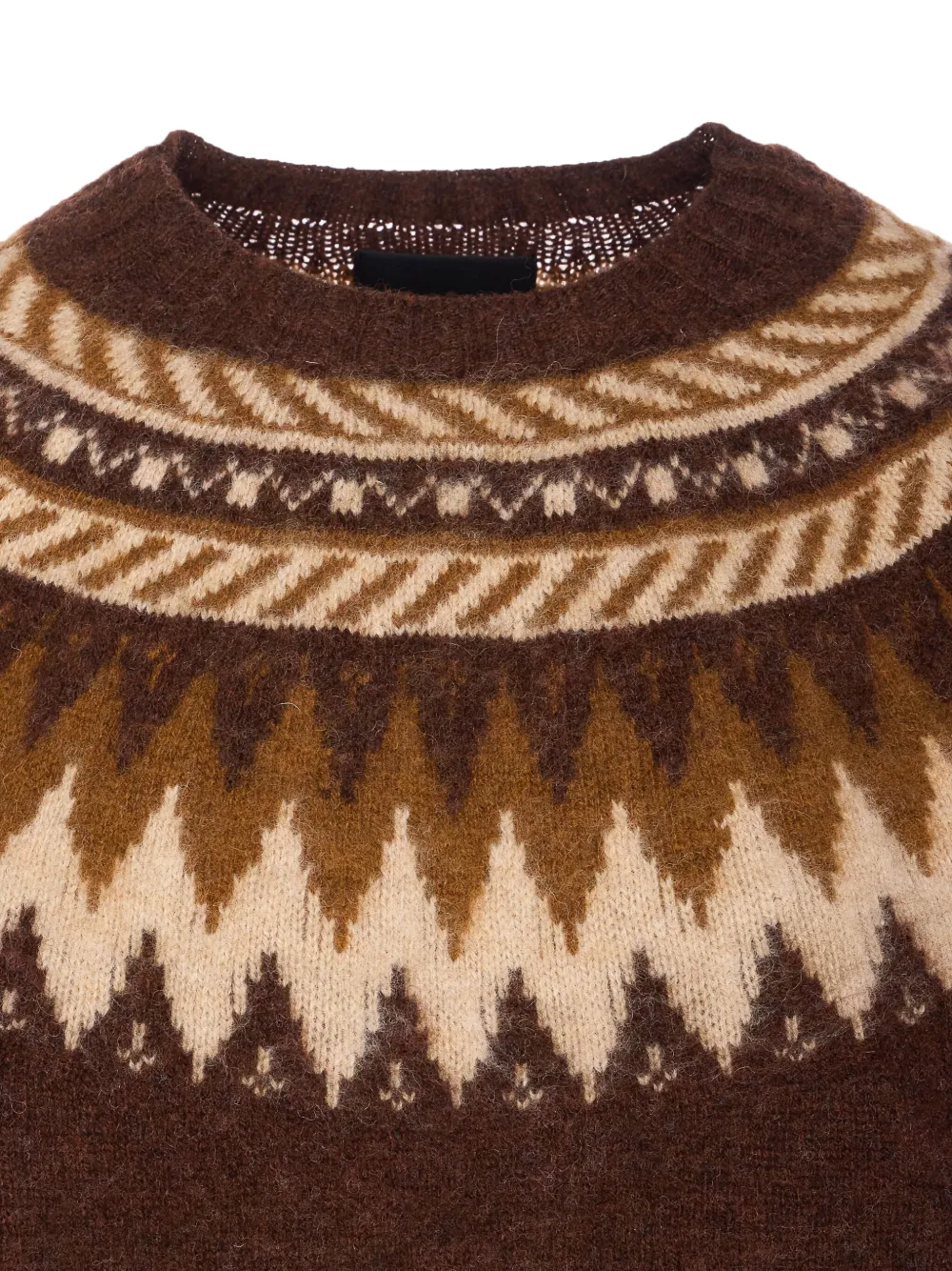 Howlin' Geometric Pattern Crewneck Sweater Long Sleeves In Brown
