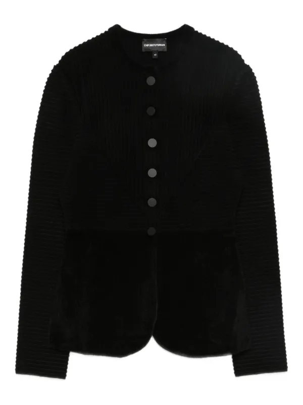 Emporio Armani Buttoned Textured Jacket in Black