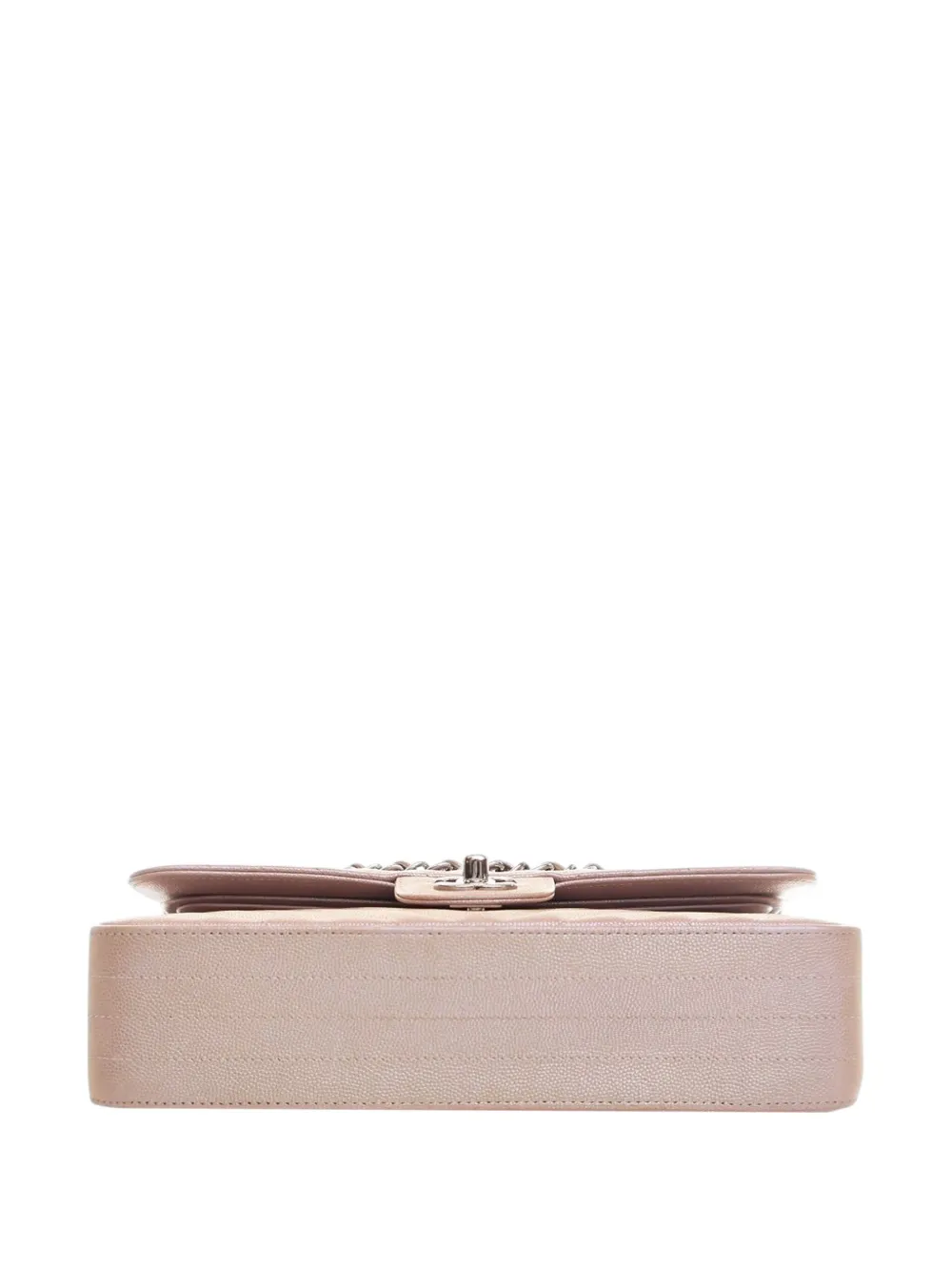 Pre-owned Chanel 2017-2018 Medium Classic Chevron Iridescent Caviar Double Flap Shoulder Bag In Pink