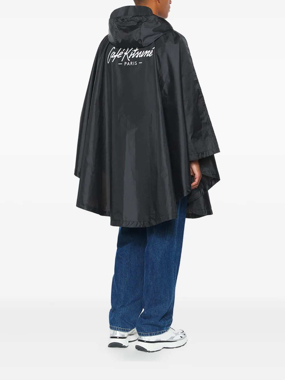 Café Kitsuné Urban Nomadism Foldable Raincoat In Black