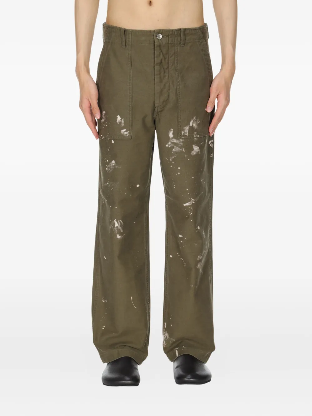 Auralee Washed Baggy Satin Bleached Baker Pants In Brown