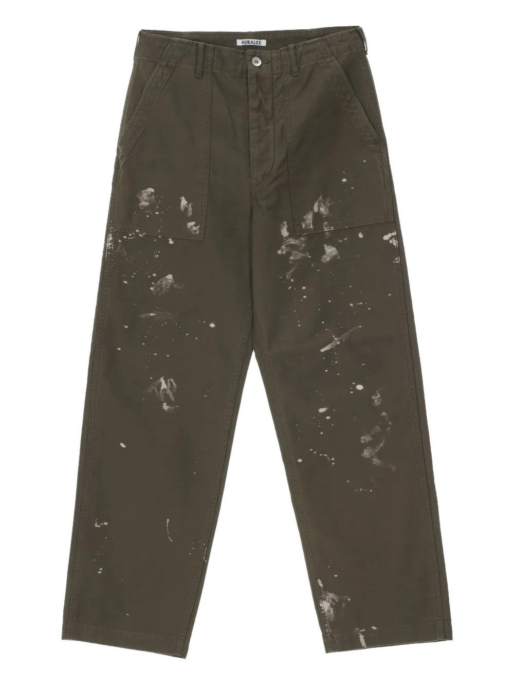 Auralee Washed Baggy Satin Bleached Baker Pants In Brown