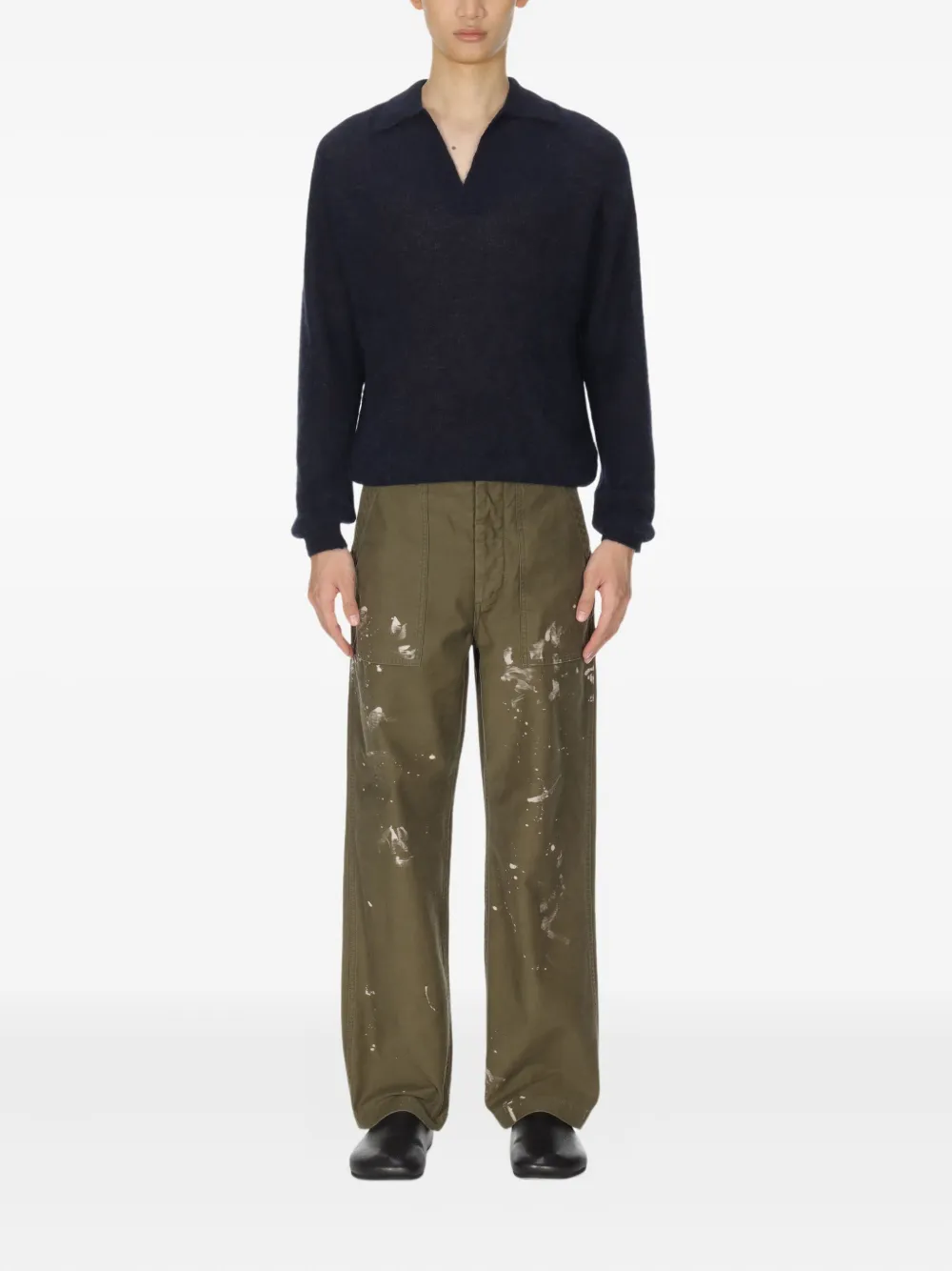 Auralee Baggy broek met vlekken - Bruin