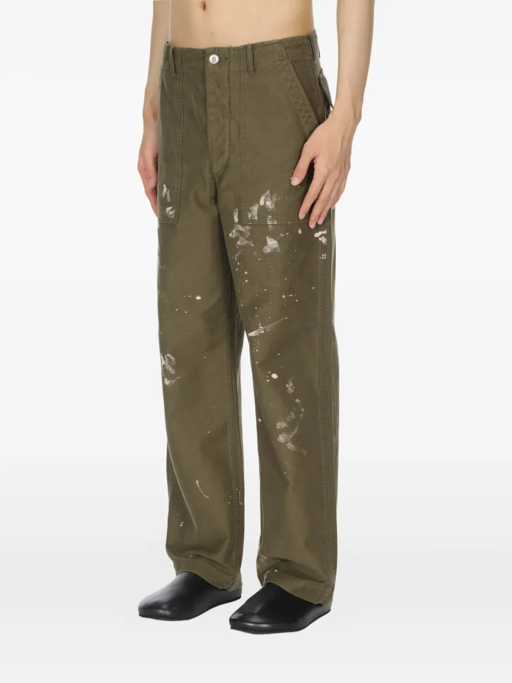 Auralee Washed Baggy Satin Bleached Baker Pants In Brown