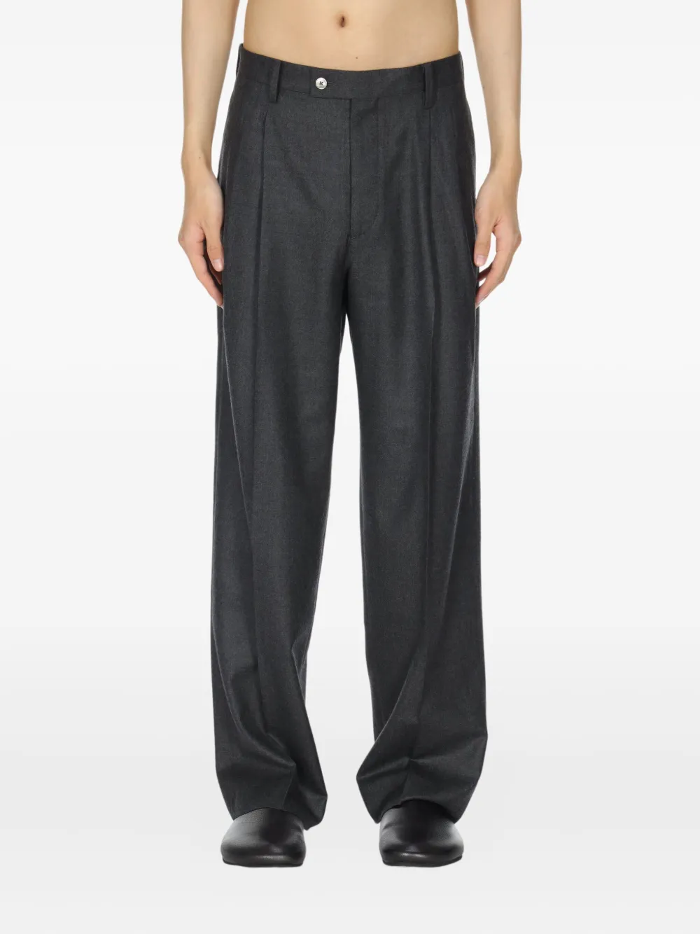 Auralee Super Light Wool Two-tuck Slacks Top Charcoal In Black