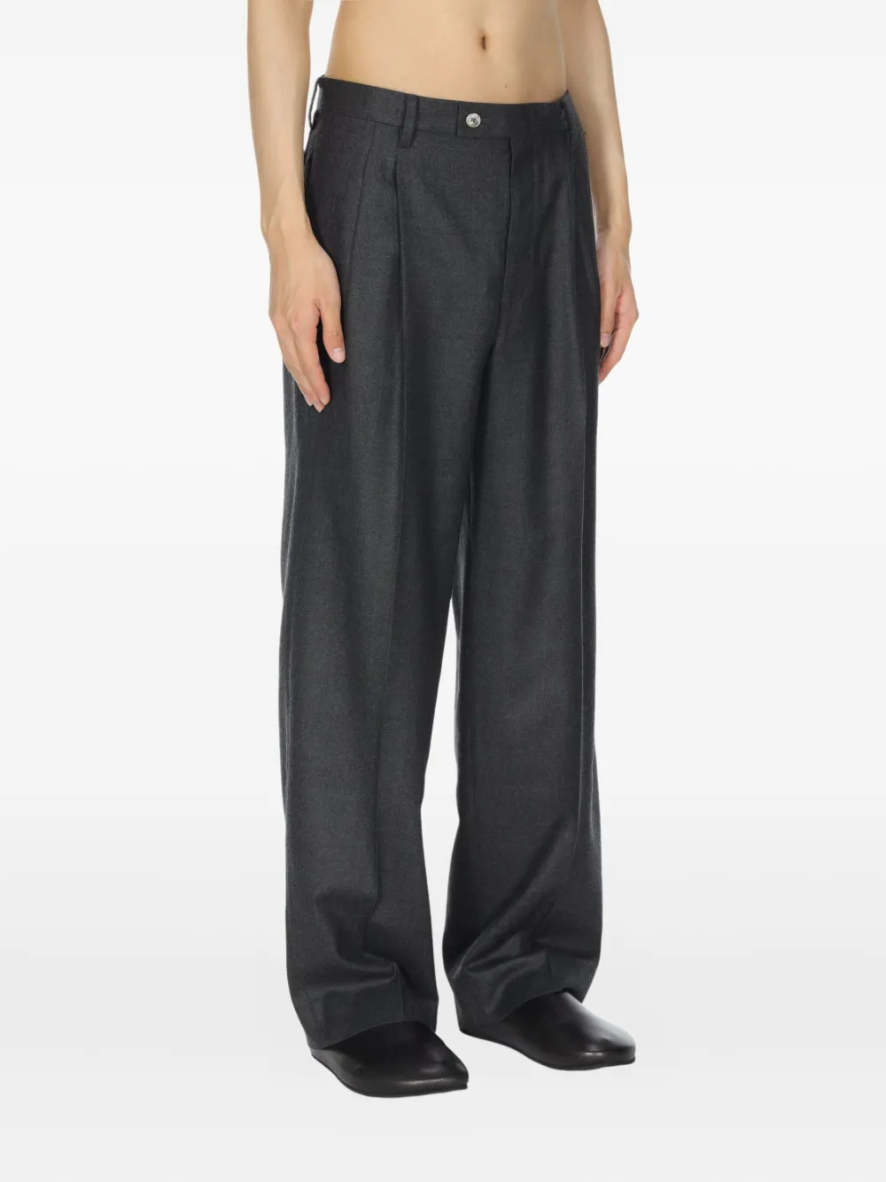 Auralee Super Light Wool Two-tuck Slacks Top Charcoal In Black