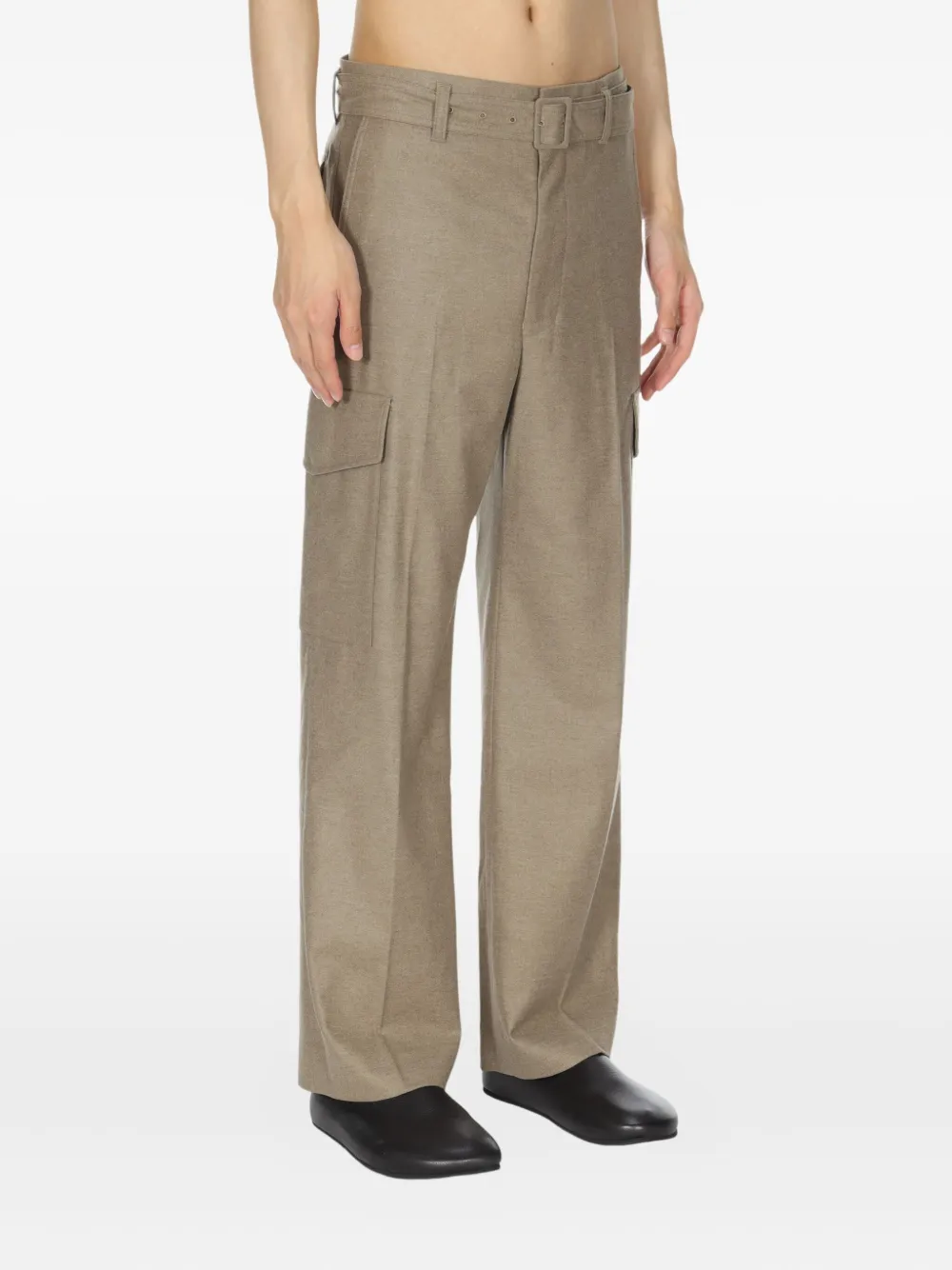 Auralee Flannel Cargo Slacks Trousers In Brown