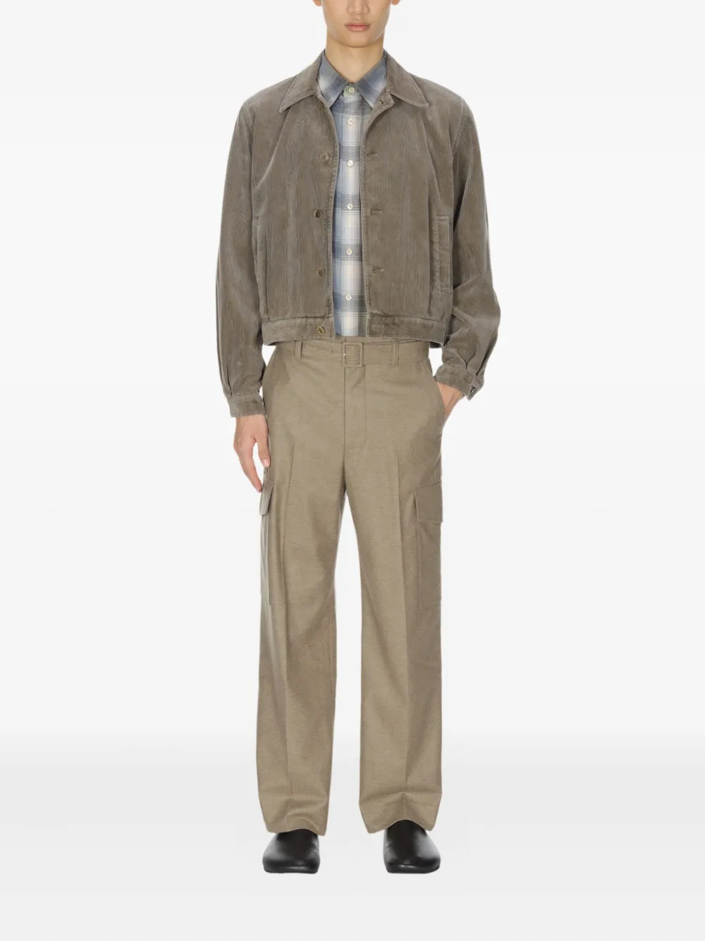 Auralee Flanellen cargo broek - Bruin