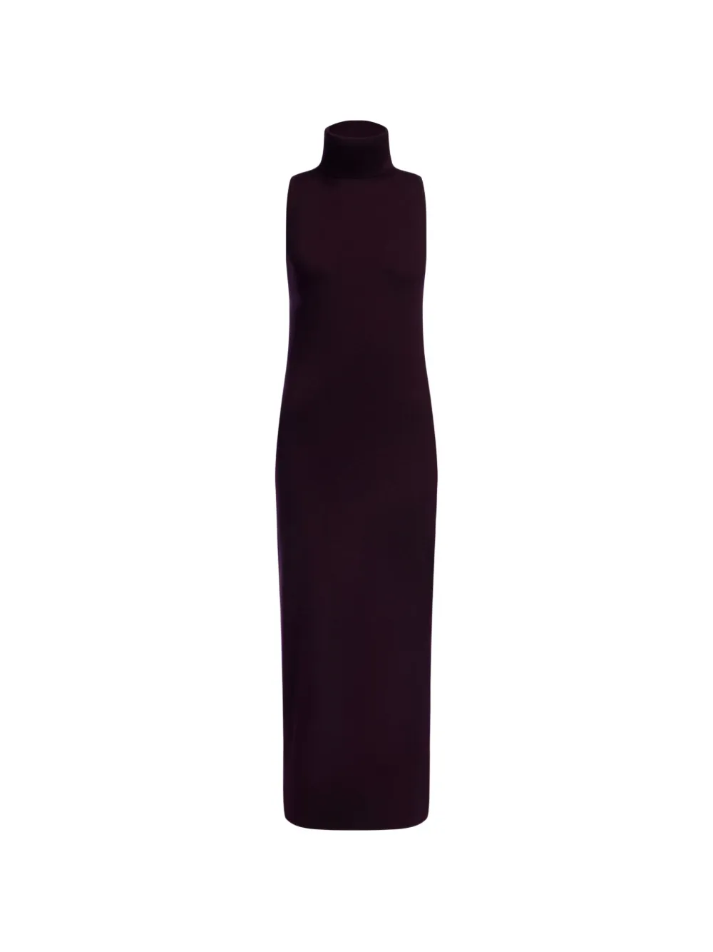 12 Storeez Turtleneck Sleeveless Maxi Dress In Burgundy