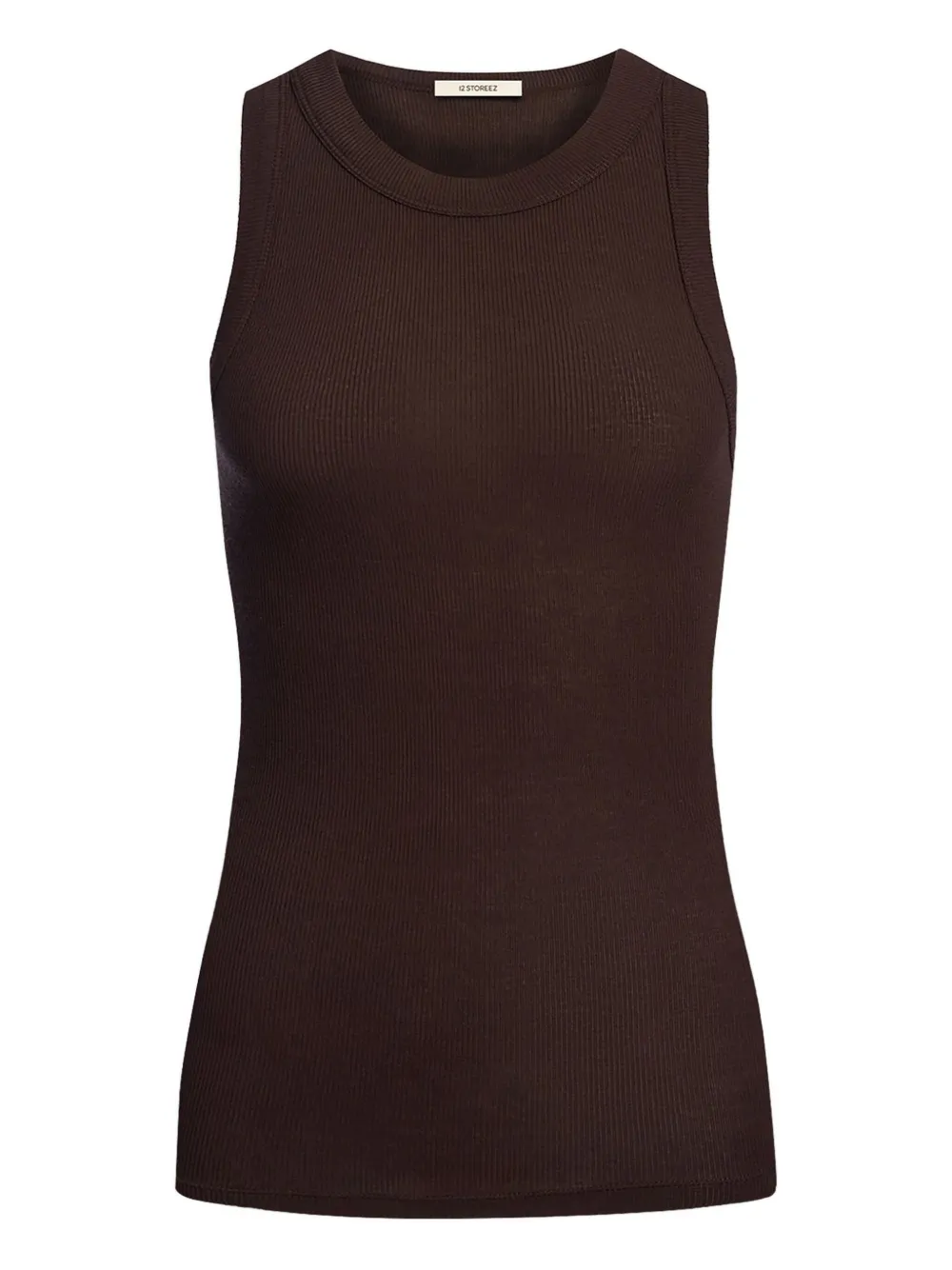 12 Storeez Ribbed Tank Top In Brown